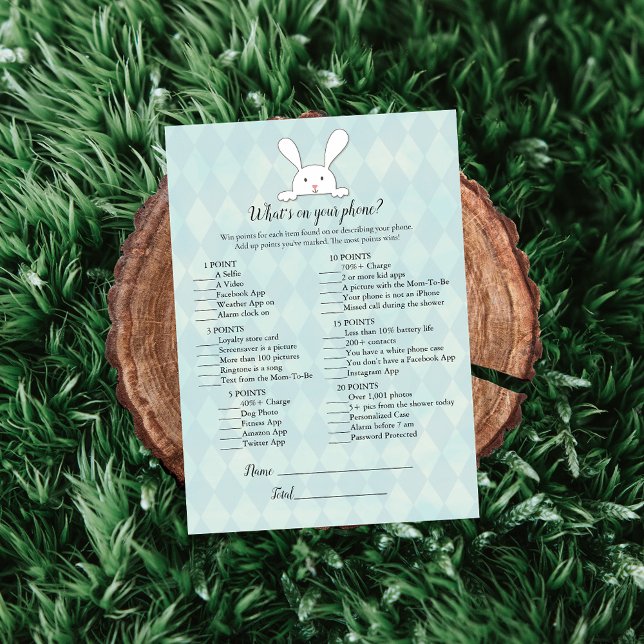 Convite Coelho Branco No Seu Jogo De Chá de fraldas Telefô (Criador carregado)