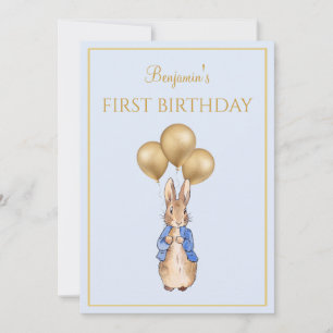 Convite Coelho Bunny clássico Primeiro Aniversário
