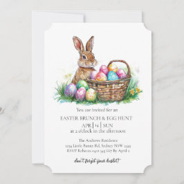 Convite coelho cesto com ovos decorativos e caça aos ovos