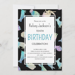 Convite Coelho Coelho Coelho, Cor de Água, Bonito, Modelo