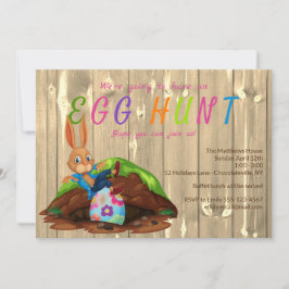Convite Coelho Coelho da Páscoa Moderna de Caça de Ovo