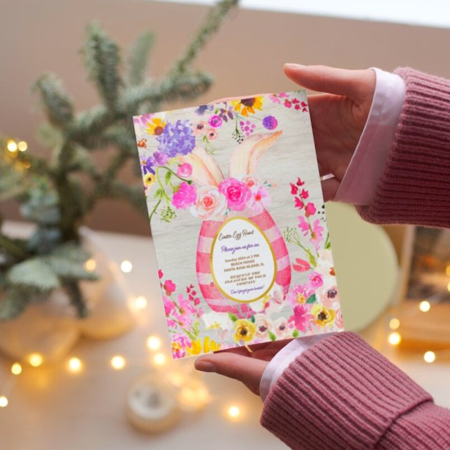 Convite Coelho Colorido Coelho Páscoa-Ovo-Caça-Ovo Brunch (Criador carregado)