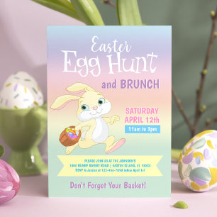Convite Coelho Colorido Rabbit Páscoa de Ovo Brunch