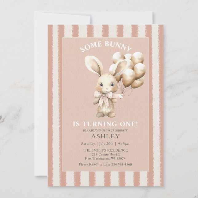 Convite Coelho da páscoa Algum Coelhinho Primeiro Aniversá (Frente)