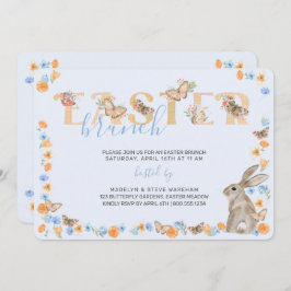 Convite Coelho da Páscoa e Borboleta Doce Floral Brunch