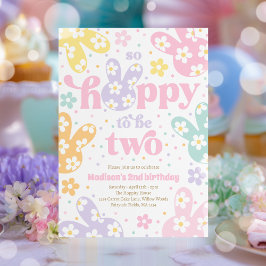Convite Coelho Daisy Floral Pastel Aniversário de 2 anos d