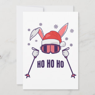 Convite Coelho dos Papais noeis de esqui com Santa Hat e b