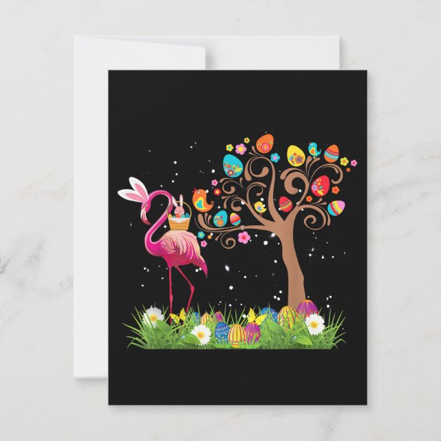 Convite Coelho Flamingo Páscoa 2021 | Fãs de Flamingo Fofo (Frente)