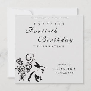 Convite Coelho Floral Moderno para Festa de Aniversário Su