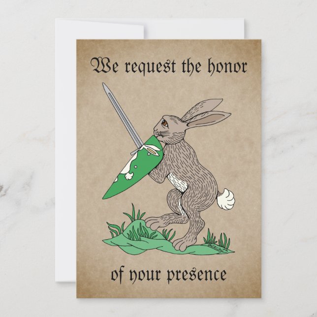 Convite Coelho Guerreiro Medieval (Frente)