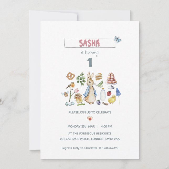 Convite coelho peter personalizado (Verso)