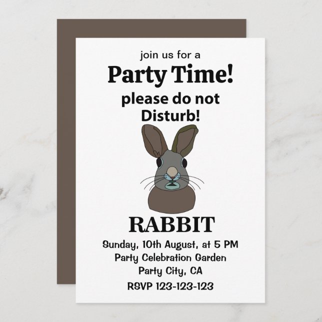 Convite Coelho Por Favor Não Incomodar Coelho Engraçado (Frente/Verso)