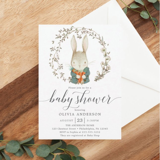 Convite Coelho Vintage Gênero Chá de fraldas neutro (Criador carregado)