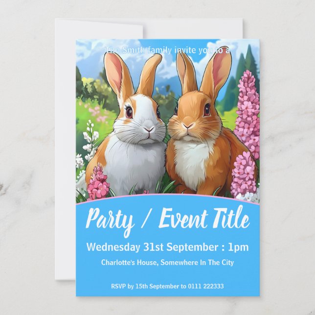 Convite Coelhos de Verão (Frente)