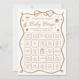 Convite Coffee Baby Shower Find the Guest Bingo Game Card