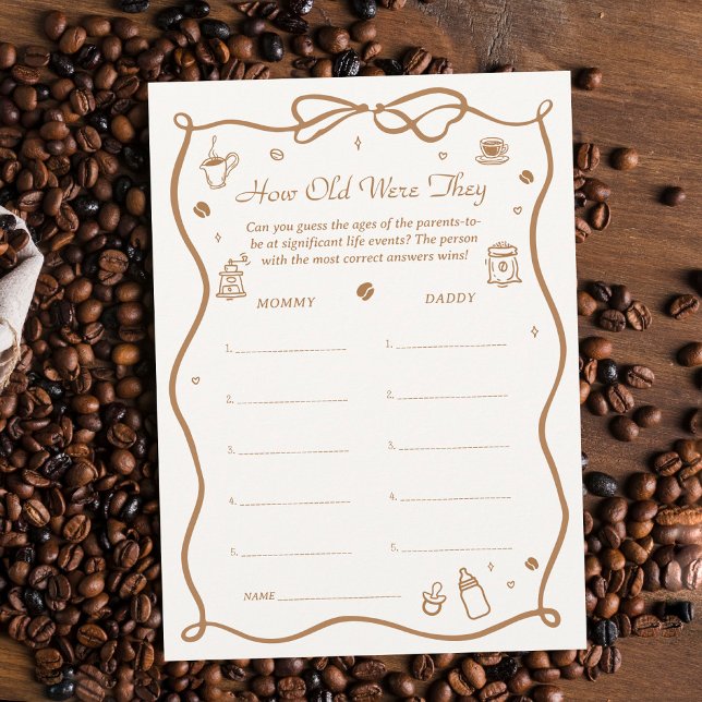 Convite Coffee Baby Shower How Old Were They Game Card (Criador carregado)
