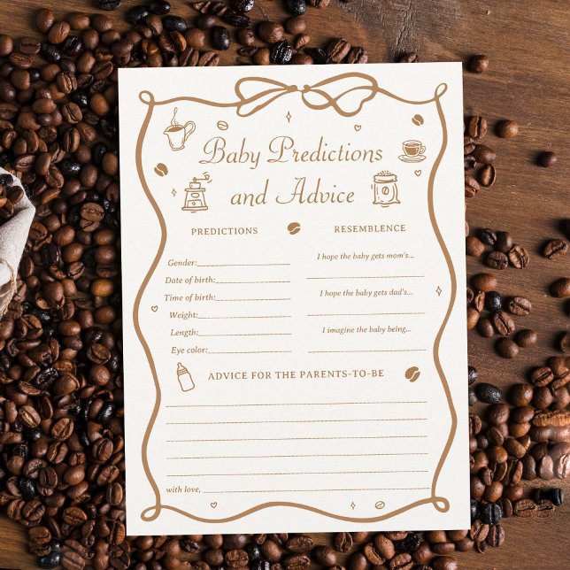 Convite Coffee Baby Shower Predicitons Game Card (Criador carregado)