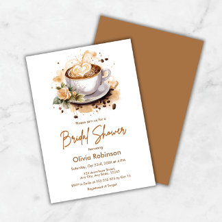 Convite Coffee Floral Love is Brewing Bridal Shower