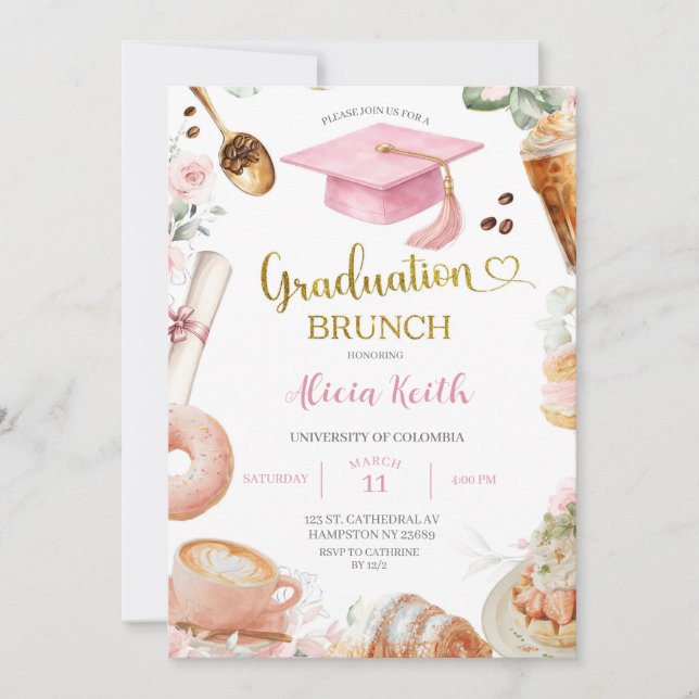 Convite Coffee Graduation party Invitation (Frente)