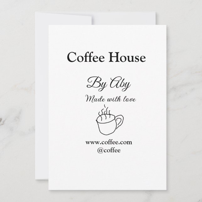 Convite Coffee house made with love add text website socia (Frente)