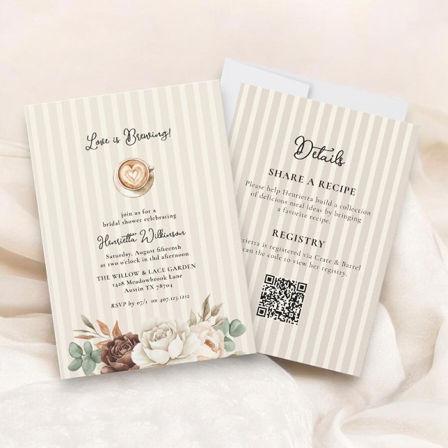 Convite Coffee Love Brewing Bridal Shower Invitation (Criador carregado)
