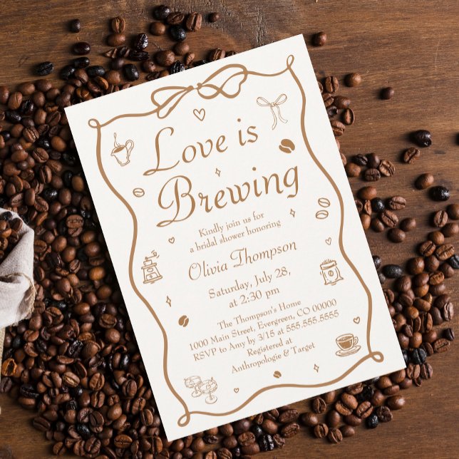 Convite Coffee Love is Brewing Bridal Shower (Criador carregado)