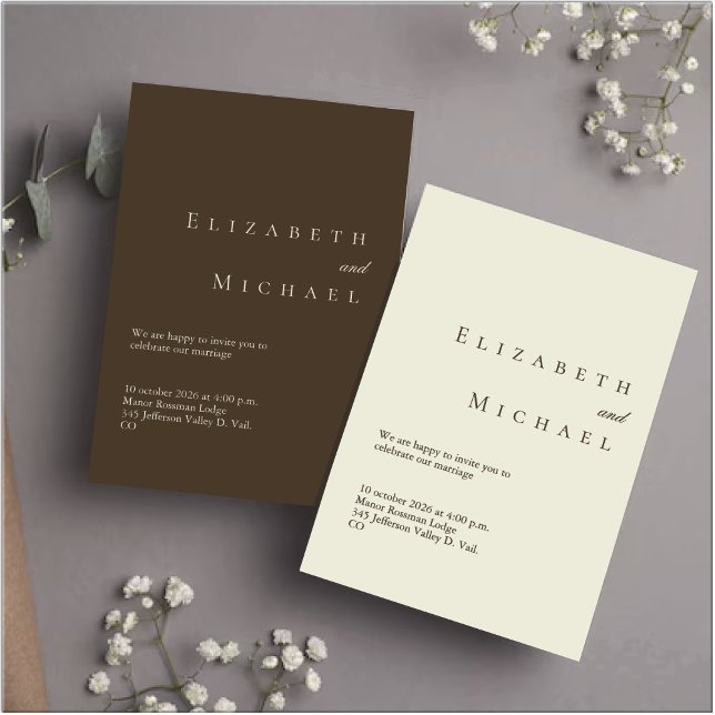 Convite Coffee Minimalist Boho Elegant Script Wedding  (Criador carregado)