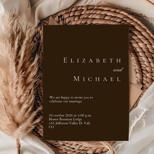 Convite Coffee Minimalist Boho Elegant Script Wedding  (Criador carregado)