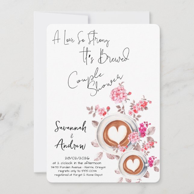 Convite Coffee Themed Couple Shower Invitation (Frente)