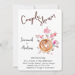 Convite Coffee Themed Couple Shower Invitation