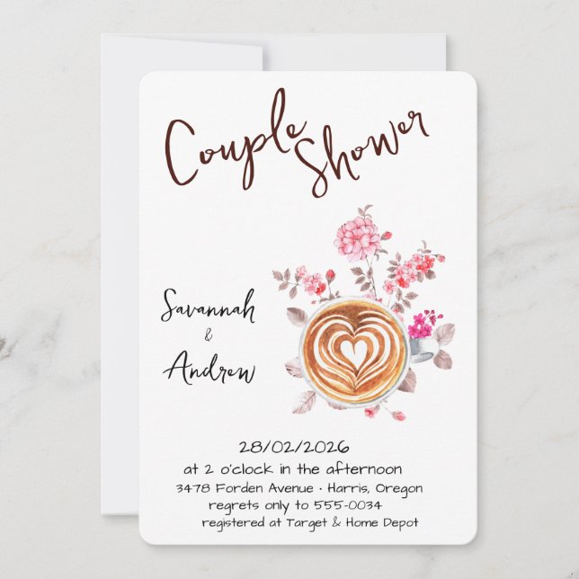 Convite Coffee Themed Couple Shower Invitation (Frente)