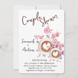Convite Coffee Themed Couple Shower Invitation