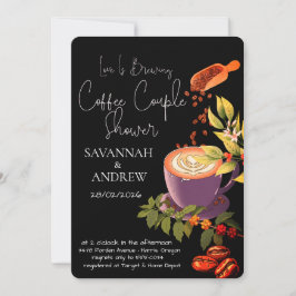 Convite Coffee Themed Couple Shower Invitation