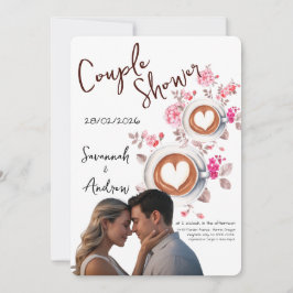 Convite Coffee Themed Couple Shower Invitation
