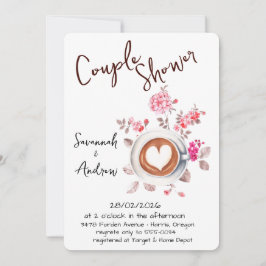 Convite Coffee Themed Couple Shower Invitation
