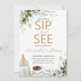 Convite Coffee Themed Party Baby Sip and See