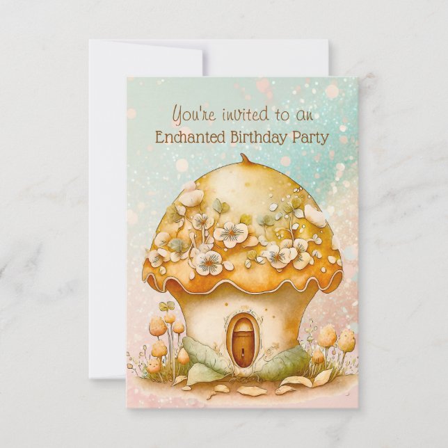 Convite Cogumelo Encantado, Festa de aniversário De 2 Anos (Frente)