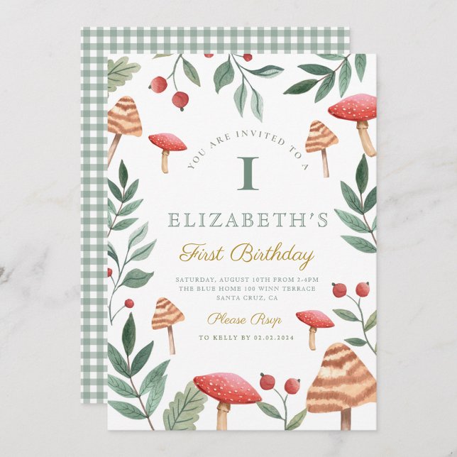 Convite Cogumelo florestal da floresta florestal Primeiro  (Criador carregado)