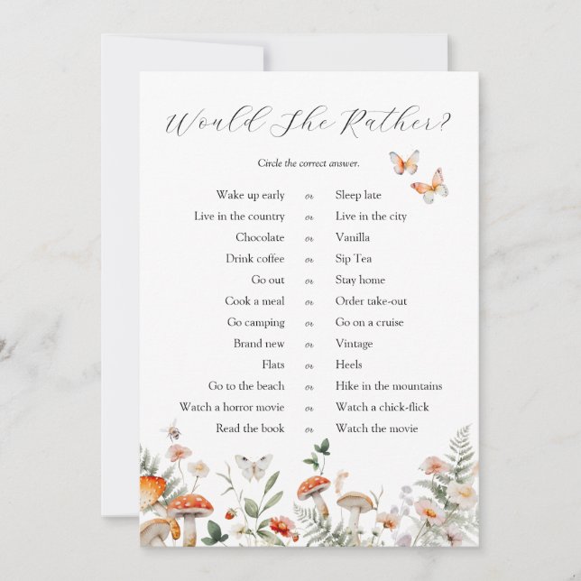 Convite Cogumelo Florestal Encantado Ela Preferencialmente (Frente)