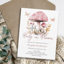 Cogumelo Florestal Rosa Bebê em Flor Chá de Bebê