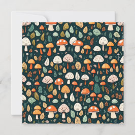Convite Cogumelos brancos folhas design