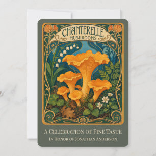 Convite Cogumelos Chanterelle Fungi Forrageiro Vintage