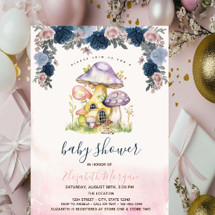Convite Cogumelos Coloridos Flores Chá de Bebê