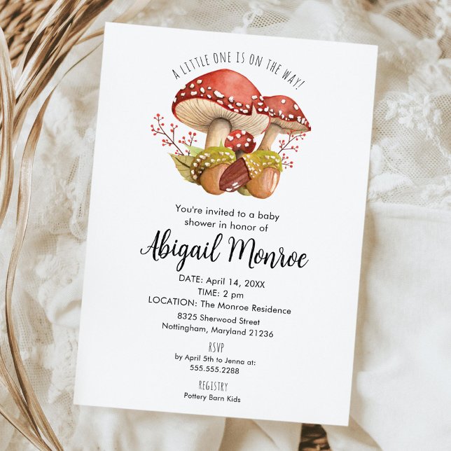 Convite Cogumelos e Acorns Chá de fraldas (Criador carregado)