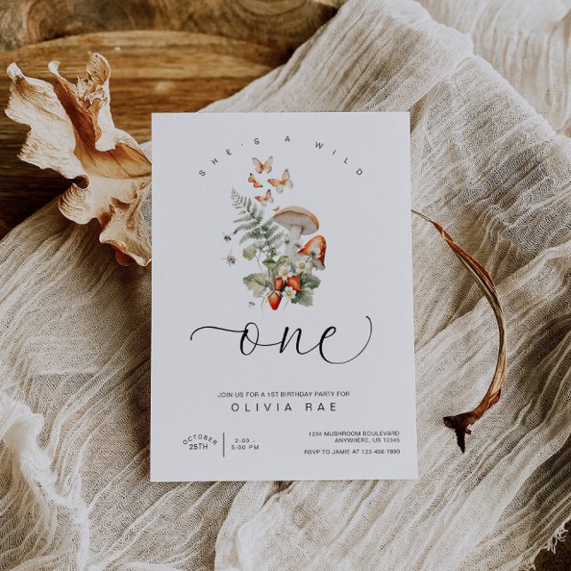 Convite Cogumelos e Morangos Primeiro Aniversário (Criador carregado)