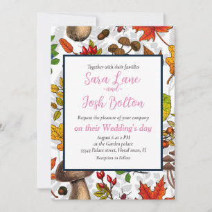 Convite Cogumelos, folhas, loucos e bagas de outono