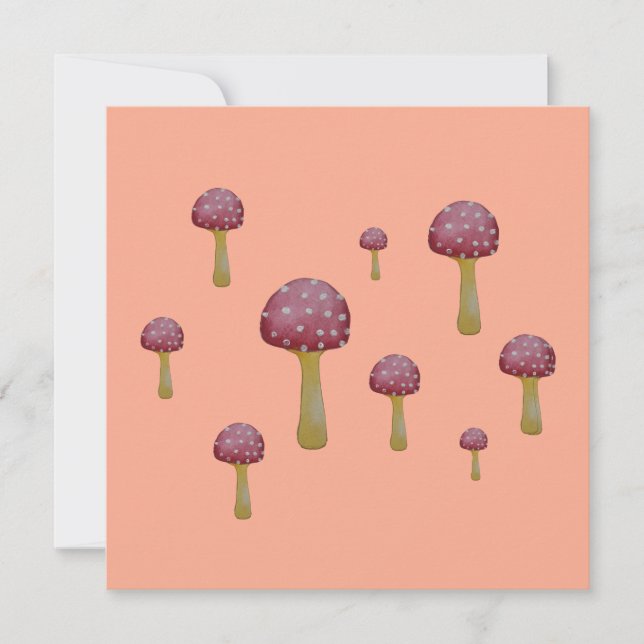 Convite Cogumelos vermelhos e brancos (Frente)