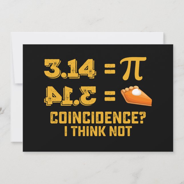 Convite Coincidência Eu Acho Que Não Pie Pi Day Math (Frente)