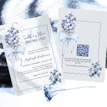 Coisa Legal Floral Azul Código QR Bridal Showe