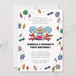Convite Coisa Um Coisa Dois Gêmeos Confete Aniversário